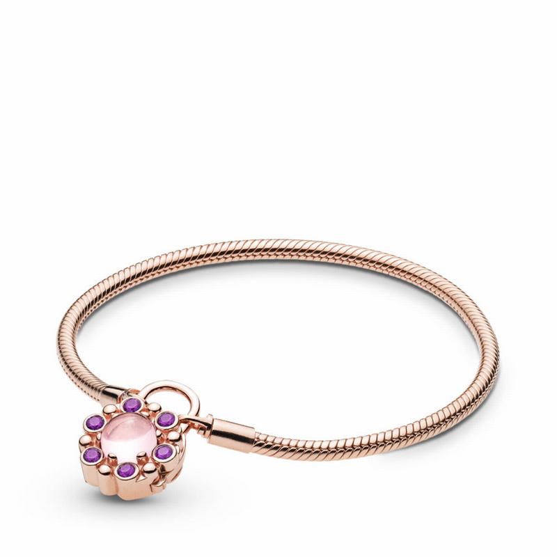 Pandora Rose™ Heraldic Radiance Padlock Bracelet - Pandora Rose/Pink/Crystal - Canada | CT8078UY